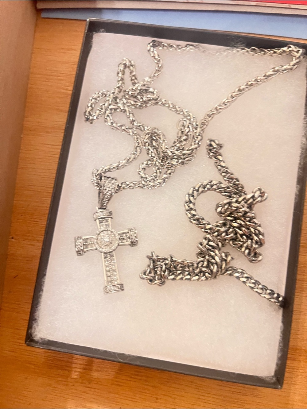 2 Sterling Silver Cross Pendant Necklace - Silver size 20. & 18.